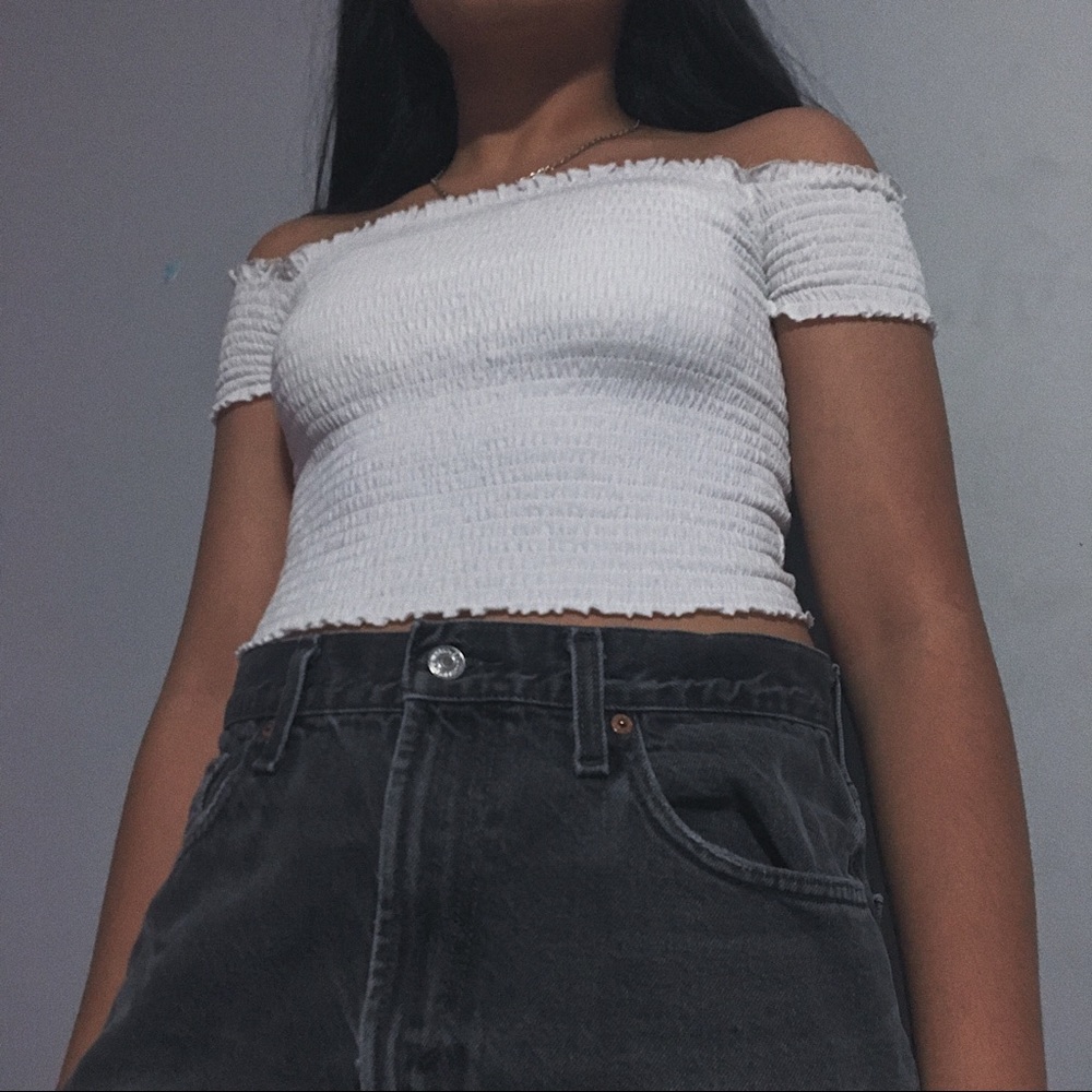 White off the shoulder top.